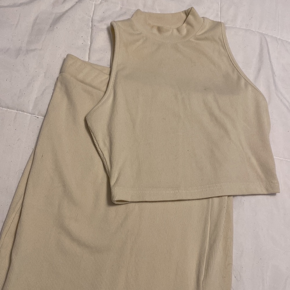 Cream Top and Skirt Set